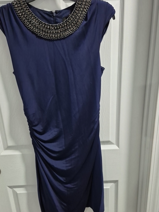 Laundry By Shelli Segal Dresses & Skirts - Laundry By Shelli Segal Navy Midi Dress with Embellished Collar